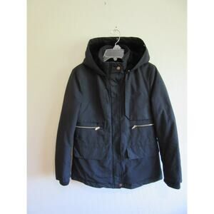 ZARA Basic Blue Fleece Lined Hooded M Long Sleeve Outdoor Jacket